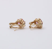Load image into Gallery viewer, Vintage Pink Tourmaline Diamonds 10K Yellow White Gold Earrings
