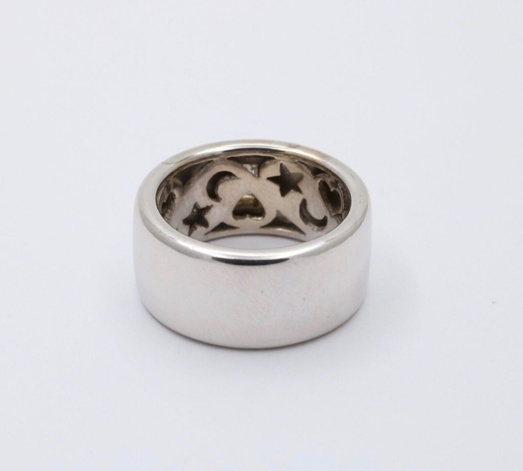 Funky 18K Gold Step Cut Baguette Diamond Wide Cigar Band, Stacking Ring.
