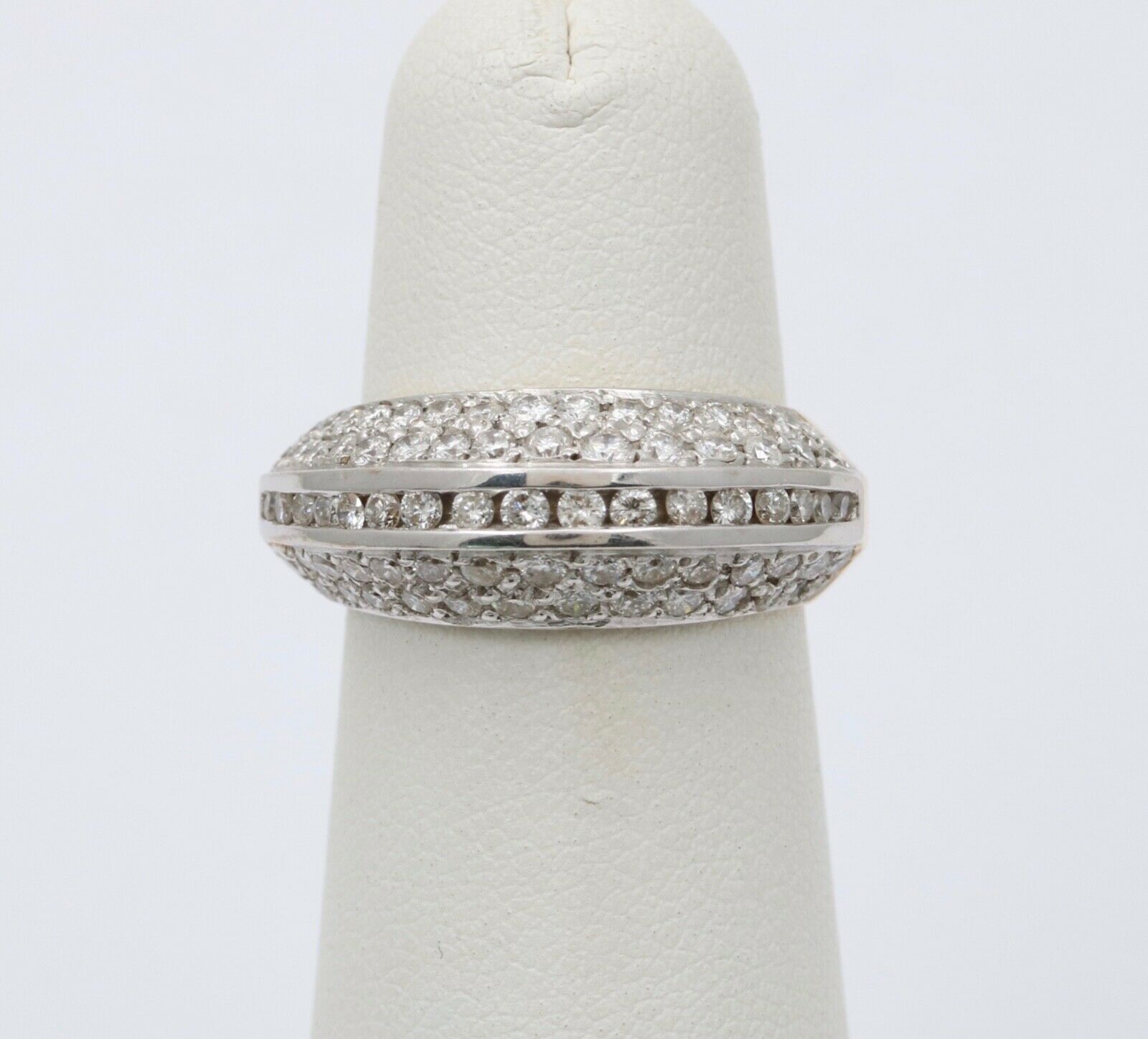 Vintage 14K Gold Diamond Minimal Pave Dome Ring, Wedding Band.