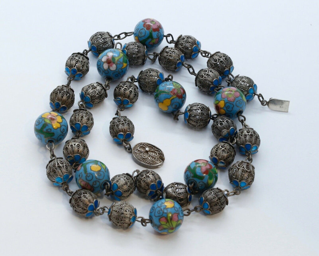 Cosine Inlaid Bead 925 Filagree Necklace