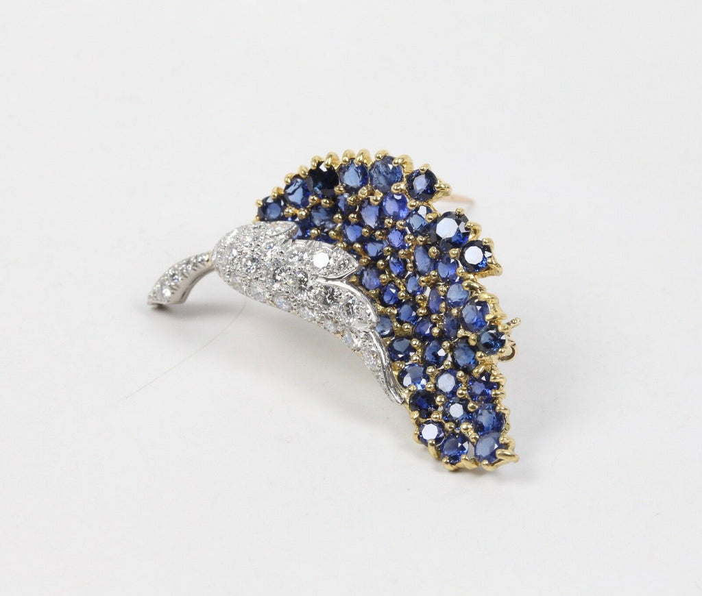Vintage 18K Sapphire & Diamond Brooch