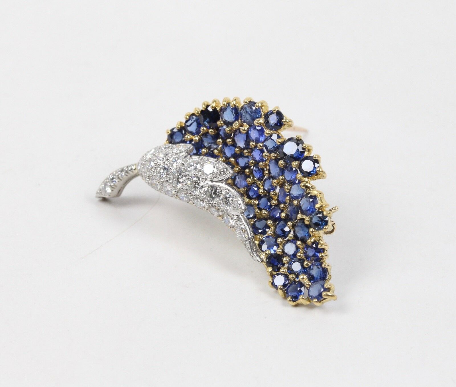 Vintage 18K Sapphire & Diamond Brooch