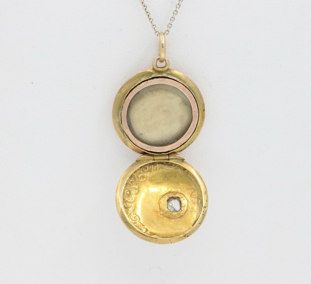 Victorian 10K Yellow Gold Diamond Memorial Locket
