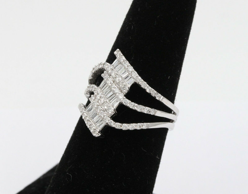 Vintage 18K White Gold Diamond Knuckle Ring