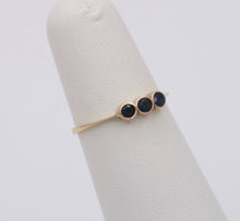 Load image into Gallery viewer, Vintage 14K Yellow Gold Sapphire Three Stone Ring Band
