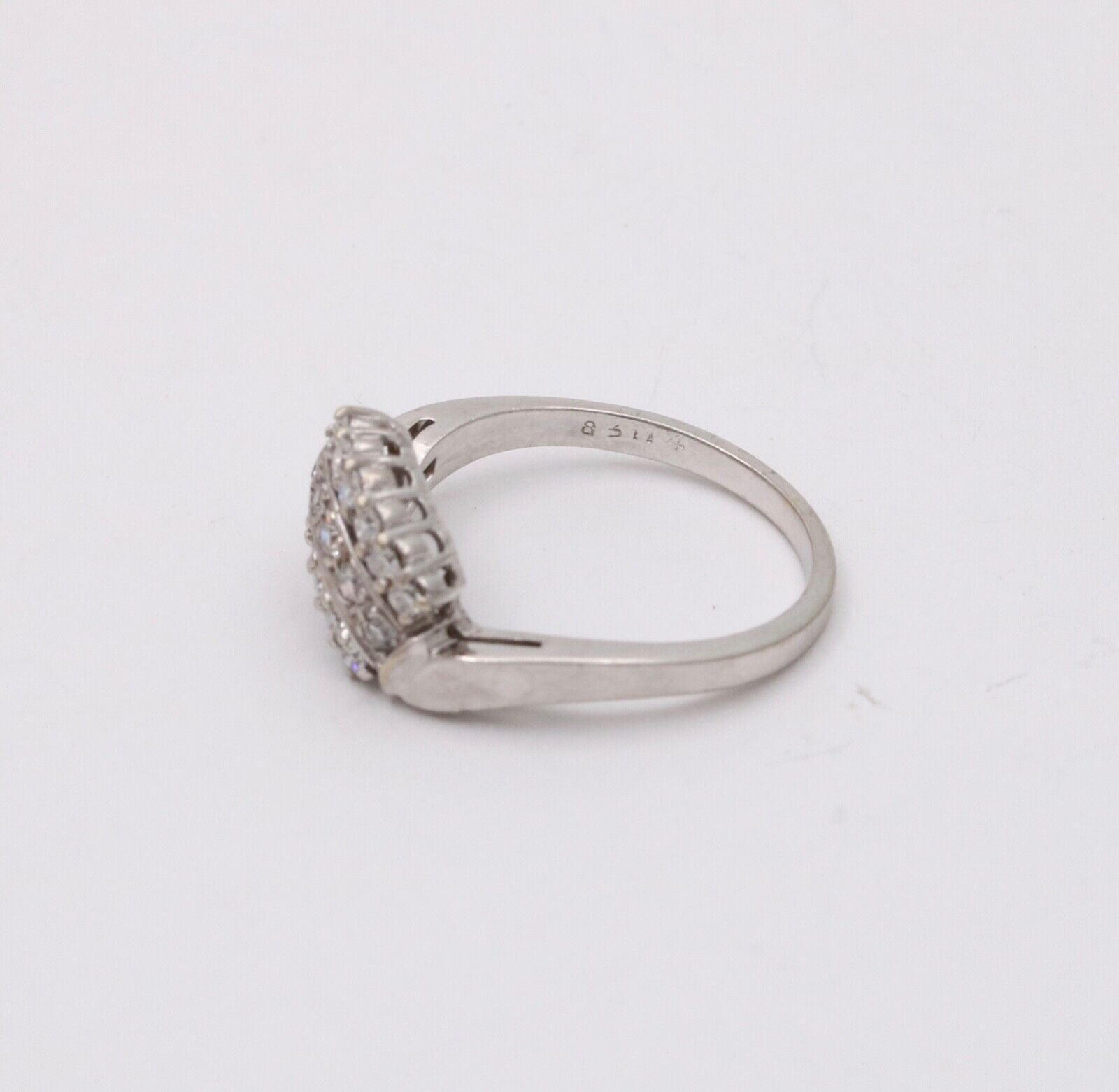 Vintage Diamond 14K White Gold Ring Band, statement ring