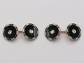 Vintage Krementz Platinum & 14K Yellow Gold Onyx Diamond Enamel Cufflinks, Man's