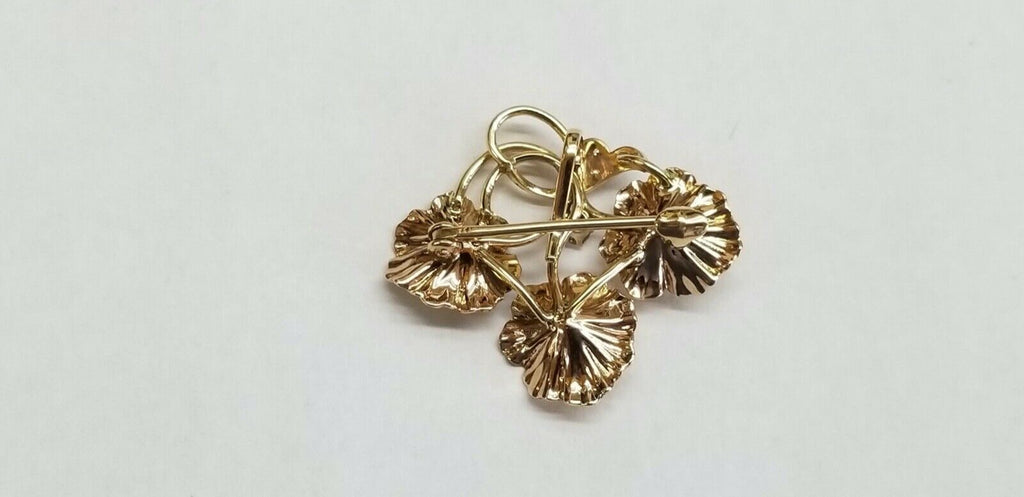 Beautiful Vintage Diamond Seed Pearls 14K Rose Gold Enamel Brooch Pin Pendant