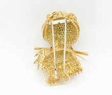 Load image into Gallery viewer, Elegant and Fun Vintage Lion Brooch 18K Diamonds Emeralds Enamel Onyx
