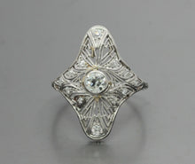 Load image into Gallery viewer, Art Deco 18K White Gold Diamonds Filagree Ring
