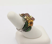 Load image into Gallery viewer, Vintage Frog Sapphires Citrine Tsavorite Diamonds14K White Yellow Gold Ring
