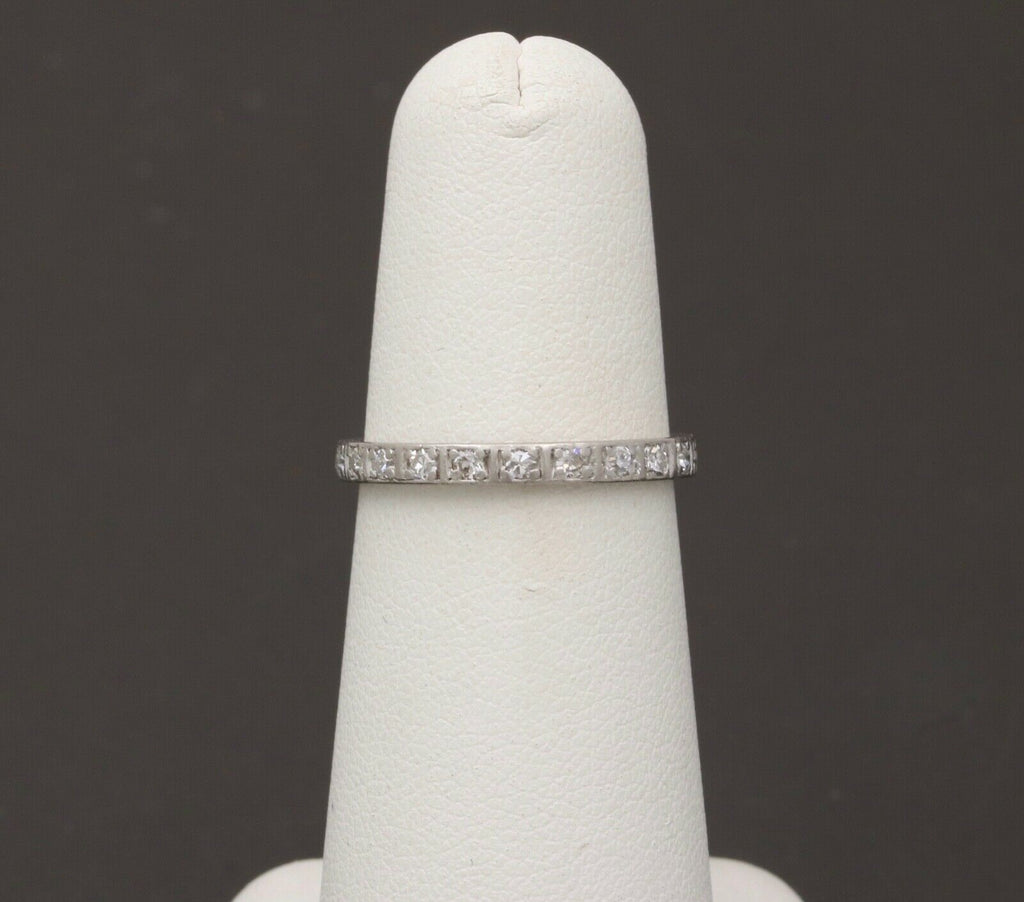 Art Deco Diamonds 18K White Gold Eternity Band Ring
