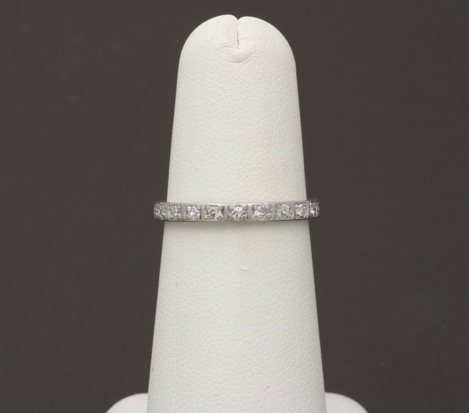 Art Deco Diamonds 18K White Gold Eternity Band Ring
