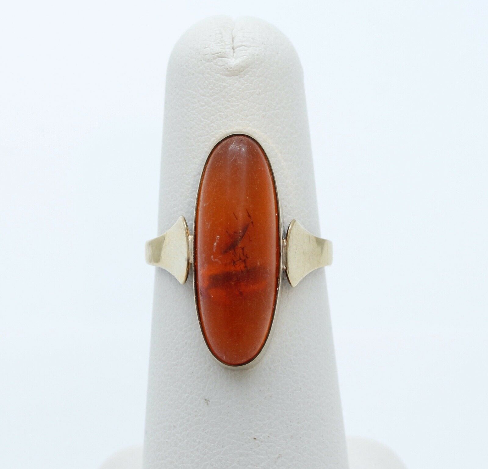 Art Deco Natural Amber 9K Yellow Gold Ring