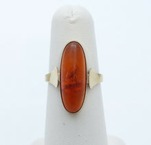 Load image into Gallery viewer, Art Deco Natural Amber 9K Yellow Gold Ring
