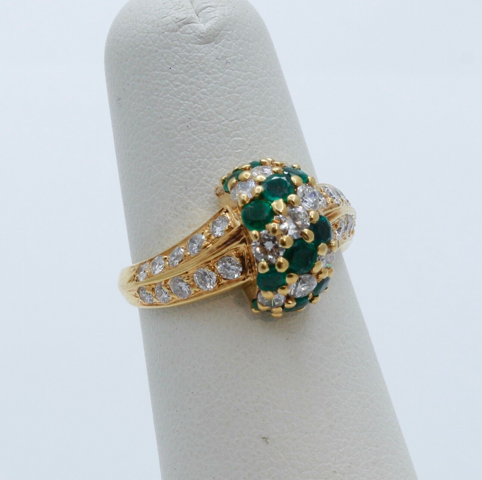 Vintage Bypass Diamonds and Emeralds 14K Yellow Gold Ring