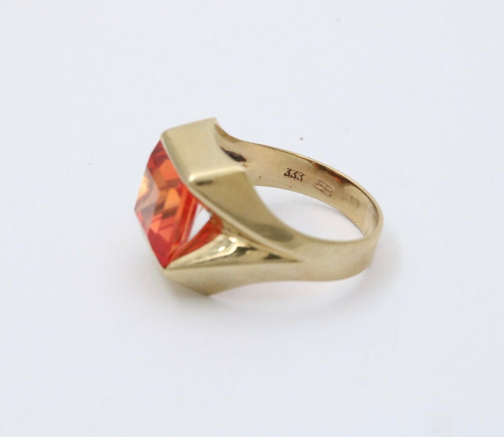 Beautiful Erie Basin Orange Stone 9K Yellow Gold Ring