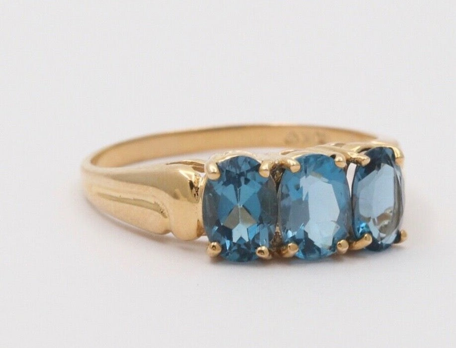Vintage London Blue Topaz 10K Yellow Gold Band Ring