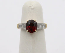 Load image into Gallery viewer, Vintage Platinum 18K Yellow Gold Red Spinel Diamond Alternative Engagement Ring
