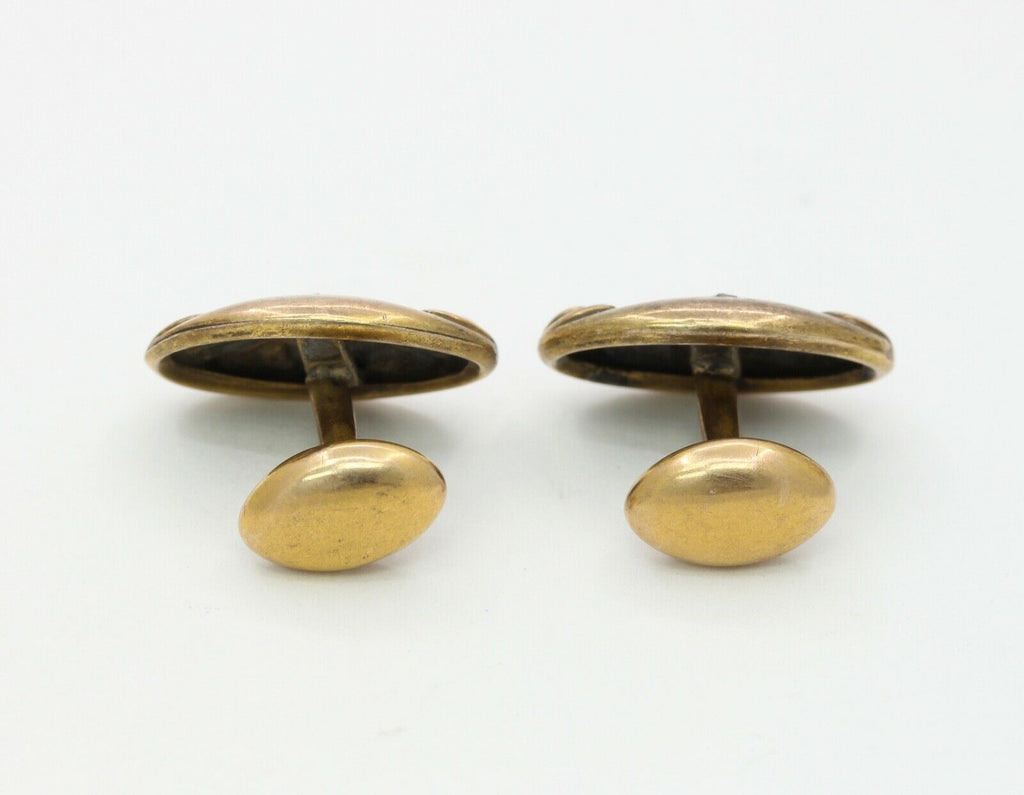 Art Nouveau Men's Cufflinks Diamonds 10K Yellow Gold