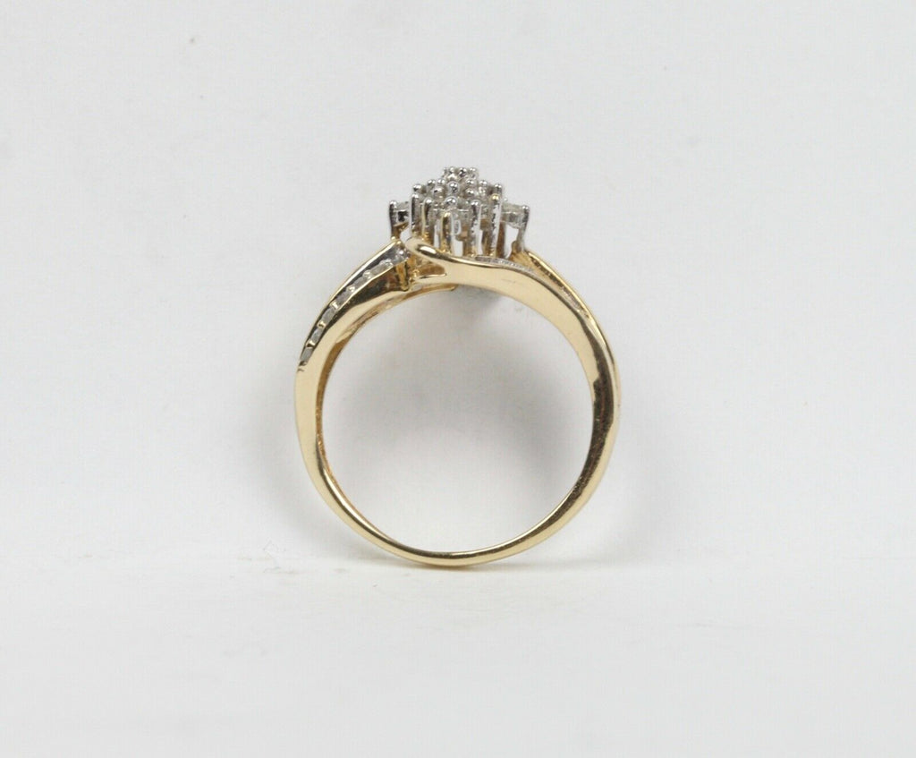 Vintage Cluster Bypass Diamonds 10K Yellow Gold Ring