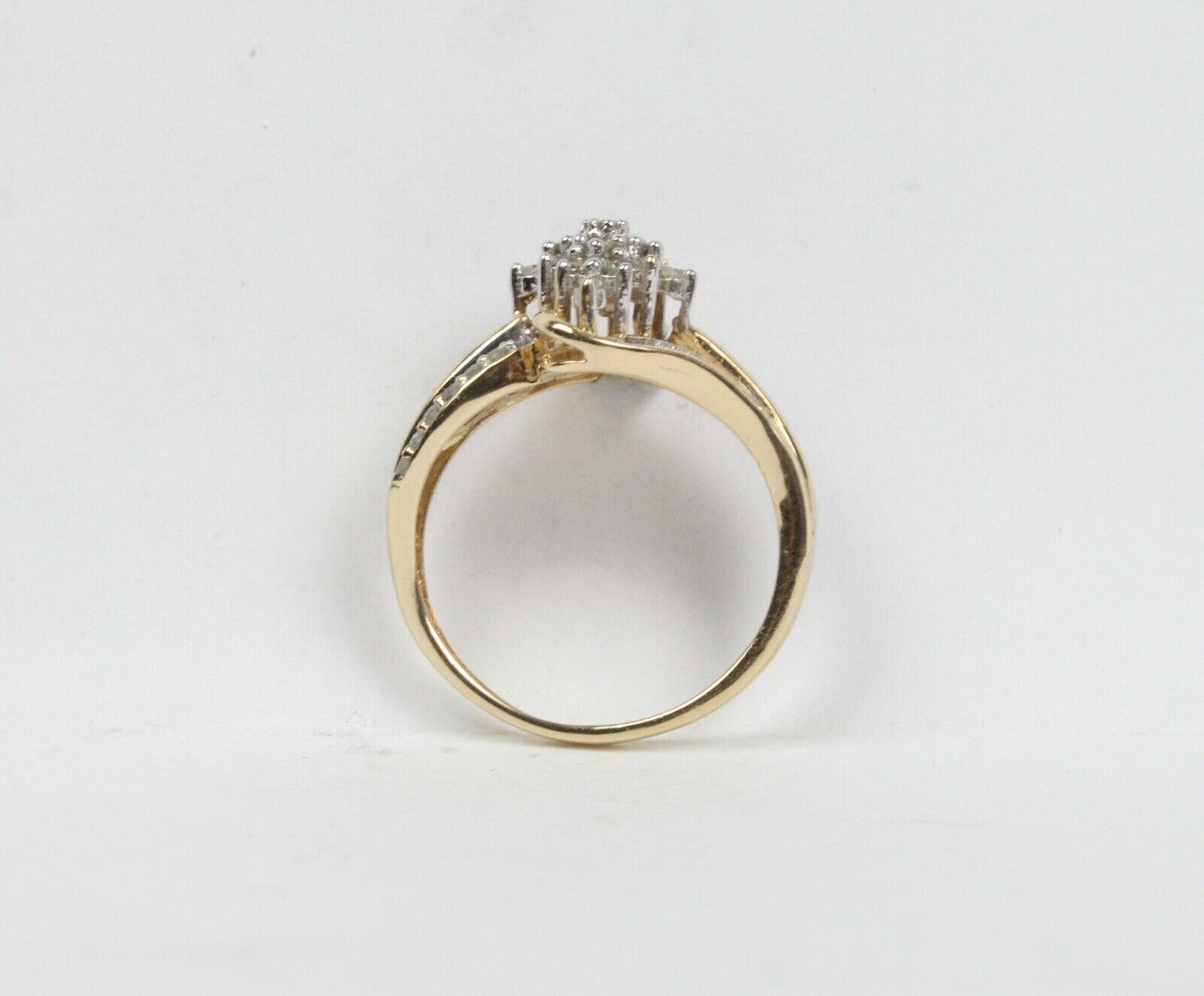 Vintage Cluster Bypass Diamonds 10K Yellow Gold Ring