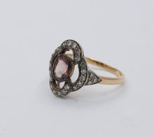 Load image into Gallery viewer, Antique 14K/10K Yellow &amp; White Gold Pink Tourmaline Diamond Ring
