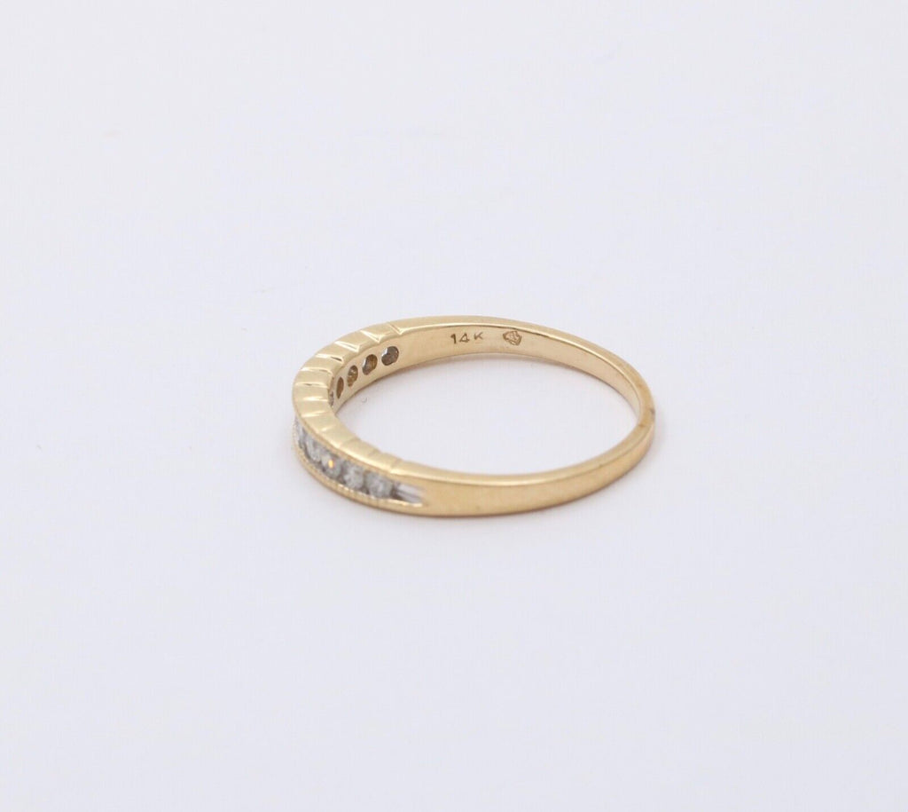 Vintage Diamonds 14K Yellow Gold Wedding Stacking Band Ring