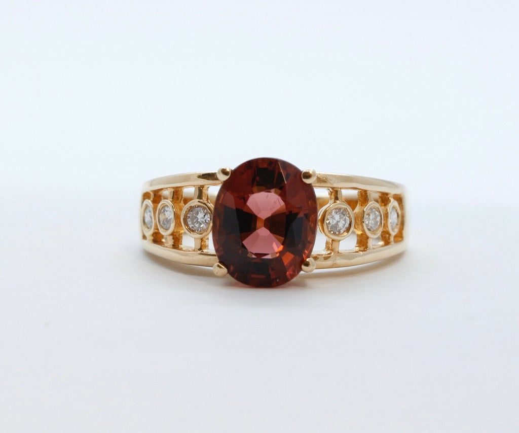Vintage Pink Tourmaline Diamonds 14K Yellow Gold Ring