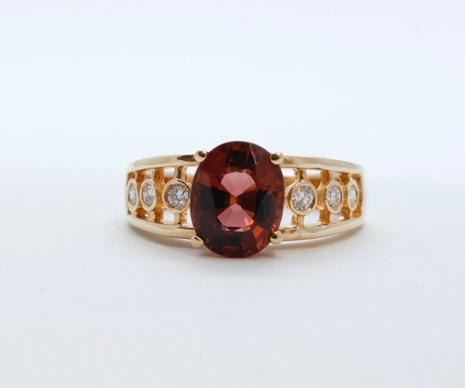 Vintage Pink Tourmaline Diamonds 14K Yellow Gold Ring