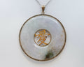 Large Vintage Eternal Love Jade 14K Yellow Gold Pendant