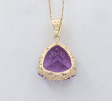 Load image into Gallery viewer, Vintage Triangle Checkerboard Cut Amethyst 14K Yellow Gold Pendant
