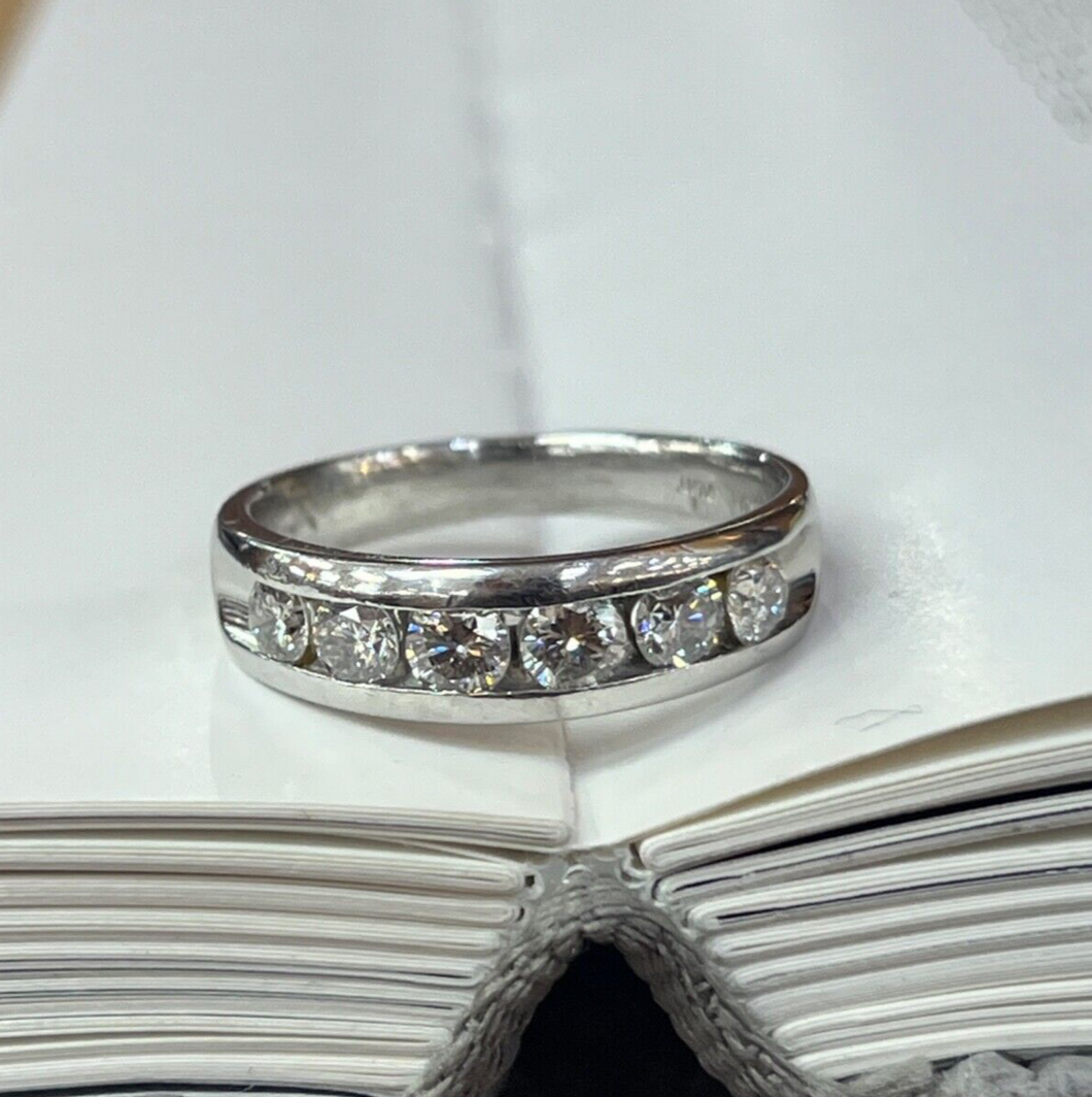 Classic Platinum Six Diamond Half Eternity Band.