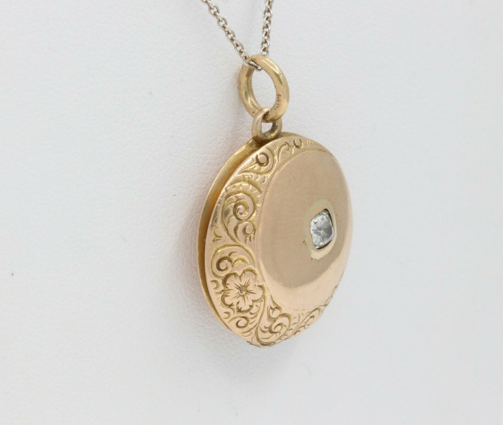 Victorian 10K Yellow Gold Diamond Memorial Locket