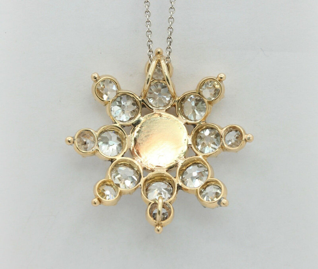 Elegant Vintage Ladies Emerald Diamonds 14K Yellow Gold Pendant