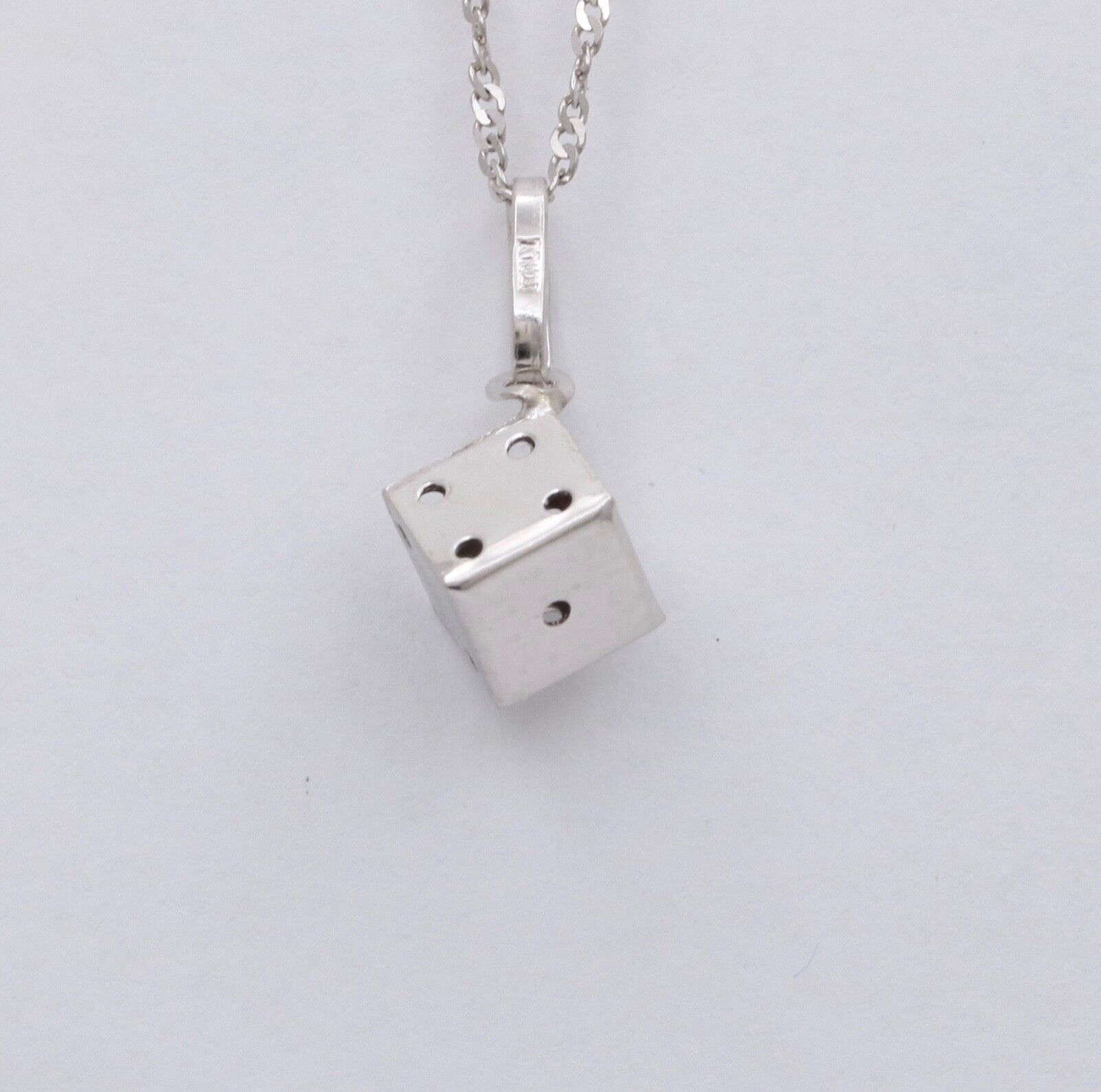Vintage Dice 14K White Gold Unisex Pendant Charm