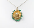 Vintage Sombrero Pendant 14K Yellow Gold Malachite