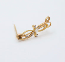 Load image into Gallery viewer, Art Nouveau Rose Cut Diamonds Pearl 14K Yellow Gold Brooch
