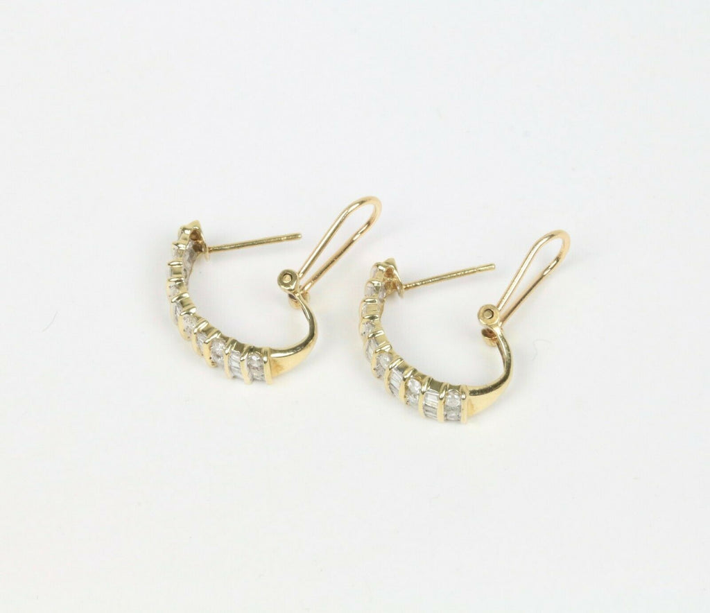 Vintage 10K Yellow Gold Diamond Hoop Earrings
