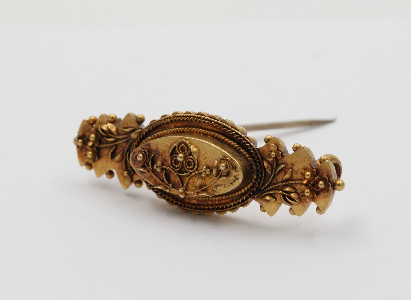 Antique 10K Yellow Gold Floral Brooch Pin