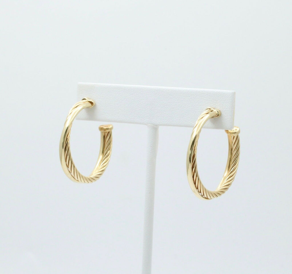 Classic David Yurman 18K Yellow Gold Entwined Rope Hoops Earrings.