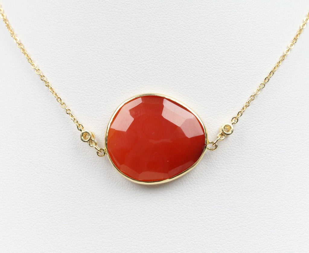 Vintage 14K Yellow Gold Agate Diamond Necklace