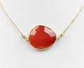 Vintage 14K Yellow Gold Agate Diamond Necklace