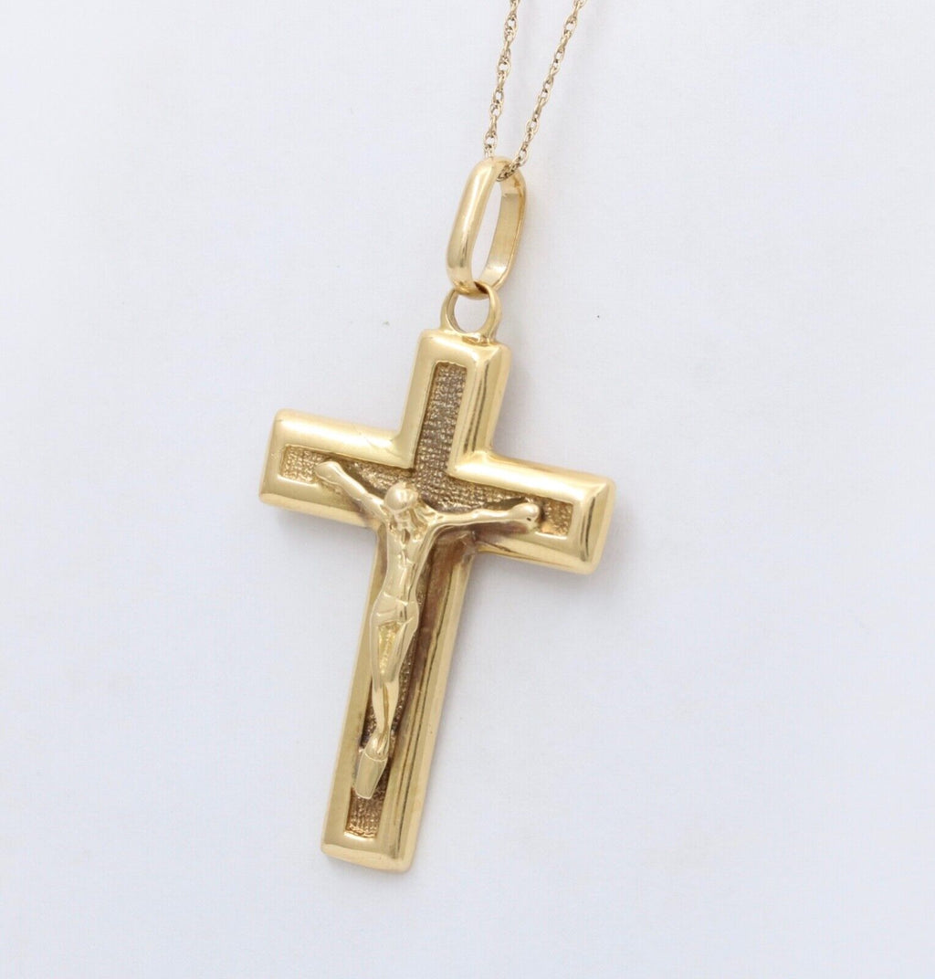 Vintage Cross Crucifix Jesus 14K Yellow Gold Pendant