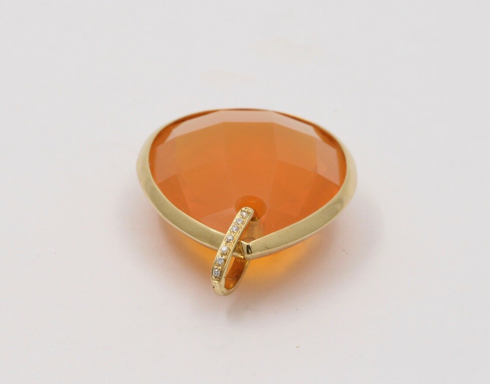 Large Checkerboard Cut Approx 50 Carats Fire Opal Diamond Pendant, Necklace.