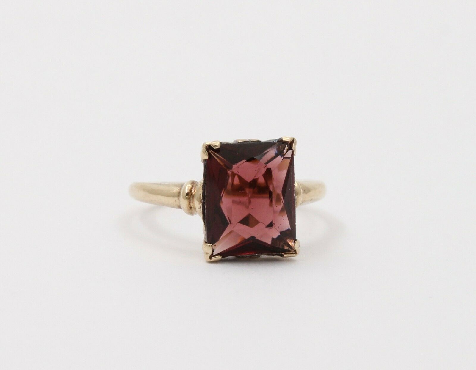 Vintage 10K Yellow Gold Rubellite Tourmaline Ring, Cocktail Ring.