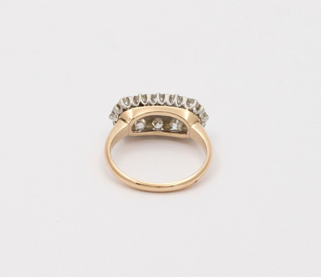 Vintage Cluster Diamonds 14K Yellow White Gold Coctail Ring