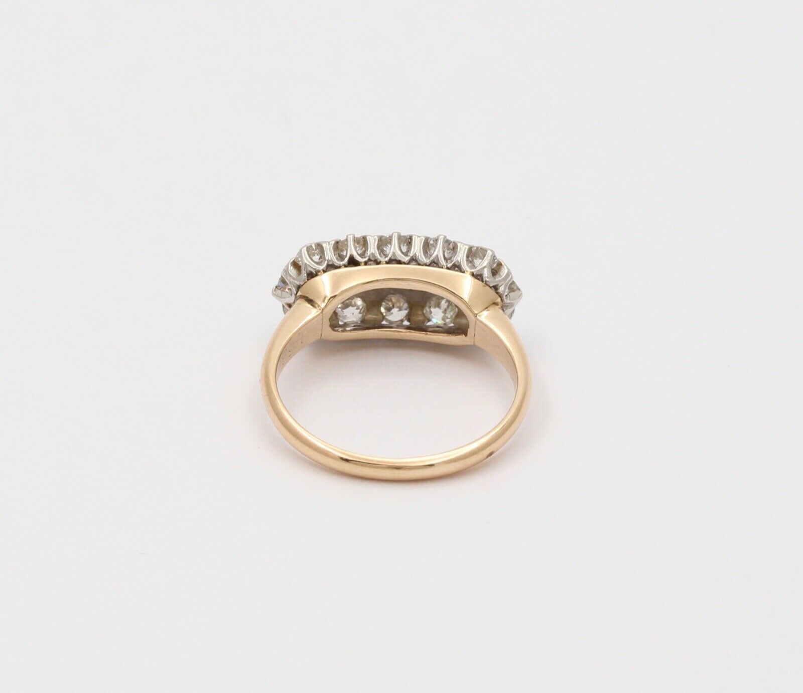 Vintage Cluster Diamonds 14K Yellow White Gold Coctail Ring