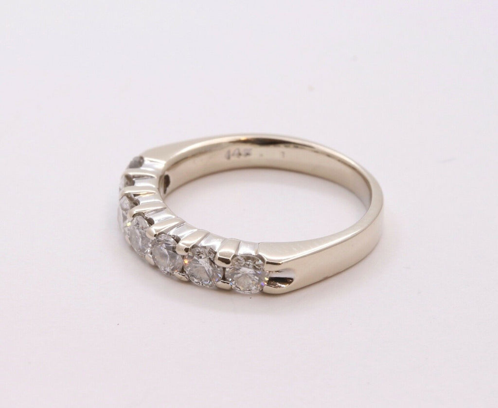Vintage Ladies Diamonds 14K White Gold Wedding Band Stacking
