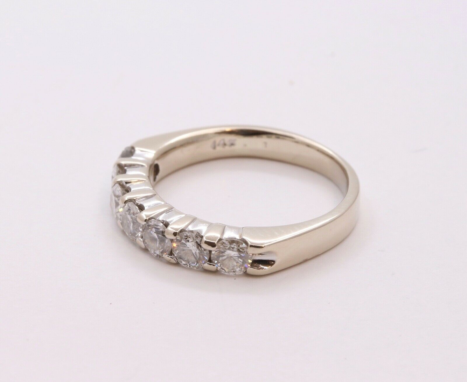 Vintage Ladies Diamonds 14K White Gold Wedding Band Stacking